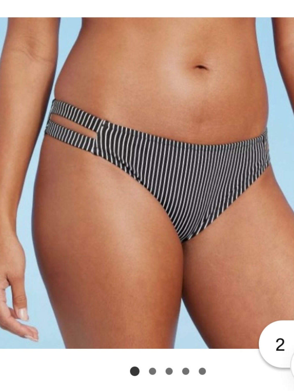 Shade & Shore Black & White Striped Bikini Bottoms